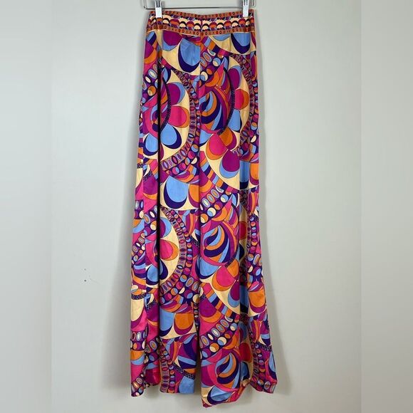 MARCIANO X Guess Collab Silky Wide Leg Wrap Pants Gypset Flowy Tulum Sz 2 - Picture 7 of 13